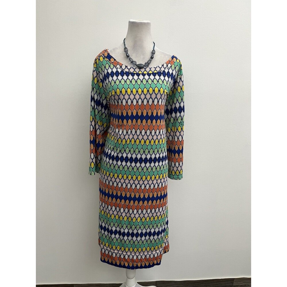 Signature Collection Women’s Shift Dress Size 2XL Geometric Long Sleeve Pullover